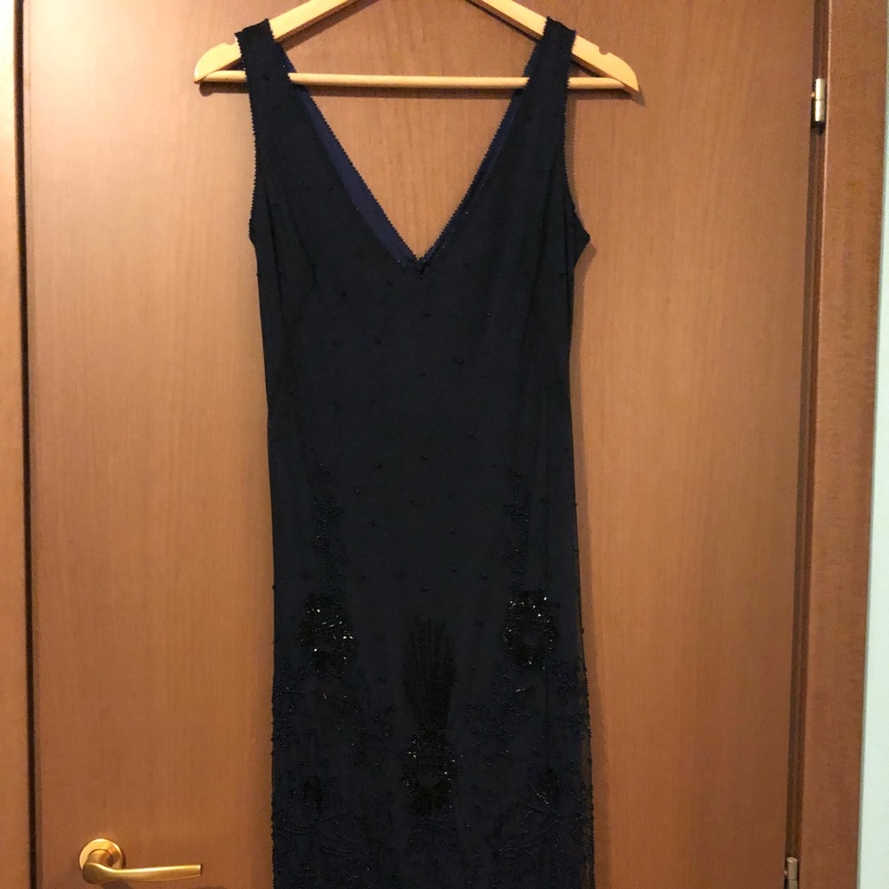 French Connection Navy Blue Beaded Dress - Size 4